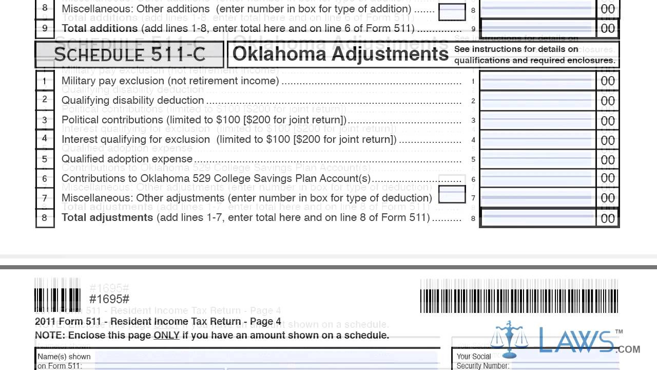 Form 511 Oklahoma Resident Income Tax Return And Sales Tax Relief Credit Form regarding Oklahoma W4 Form 2025