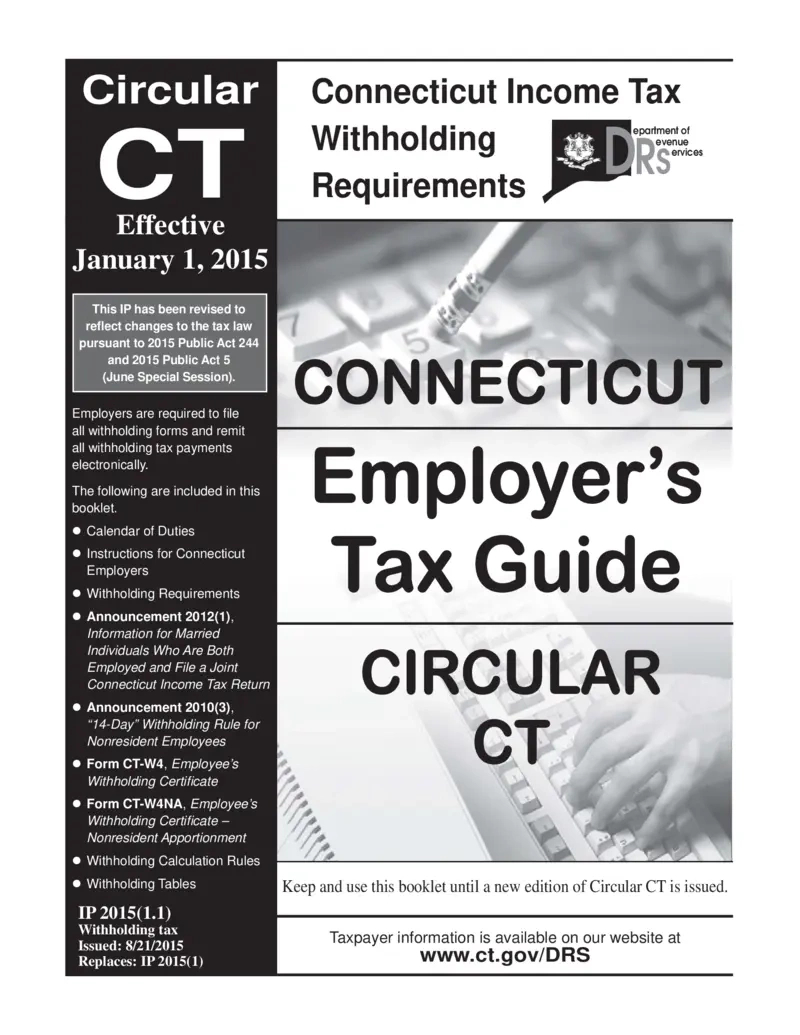 Free Connecticut Employers Tax Guide Circular Ct | Printfriendly with CT W4 Form 2025