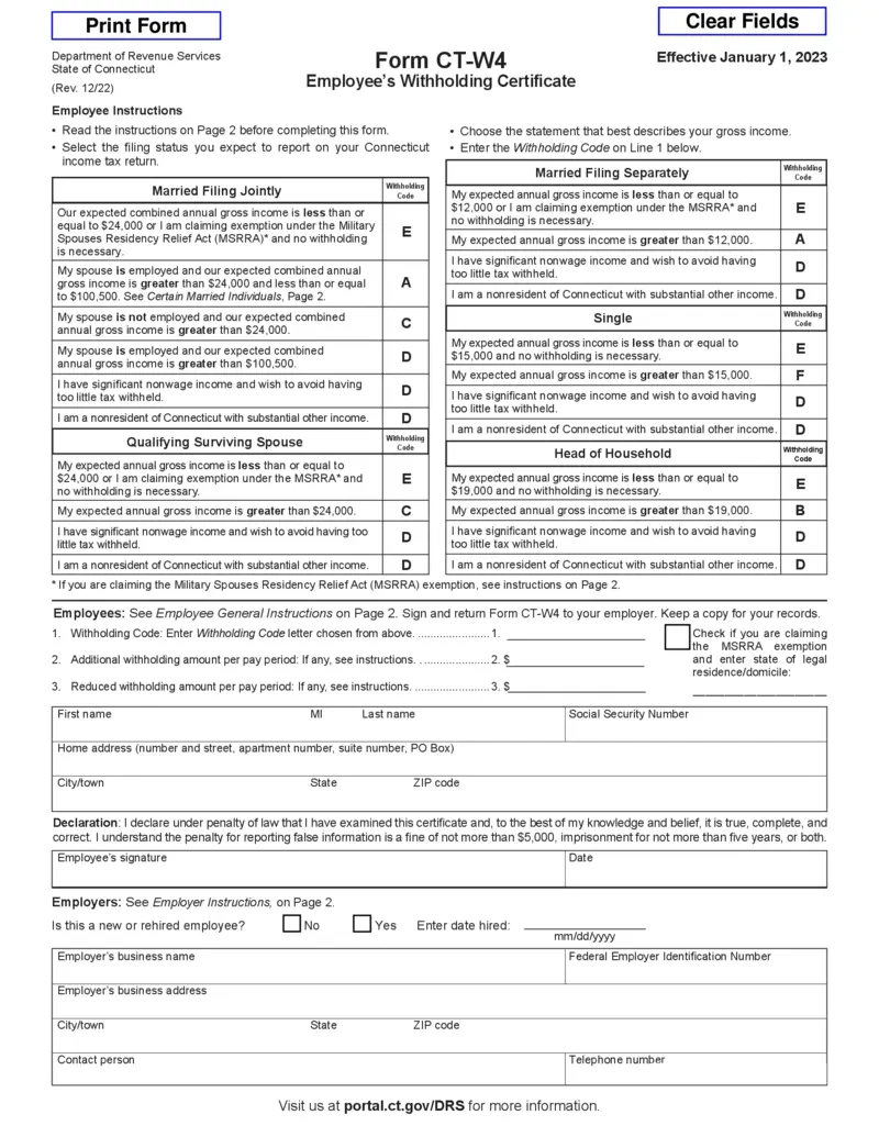 Free Connecticut Form Ct-W4 Employee&amp;#039;S Withholding Certificate intended for Form CT W4 2025