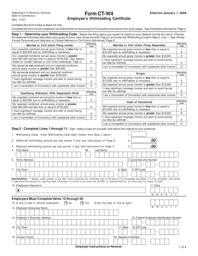 Free Employee&amp;#039;S Withholding Certificate For Connecticut inside Ct W4 Form 2025