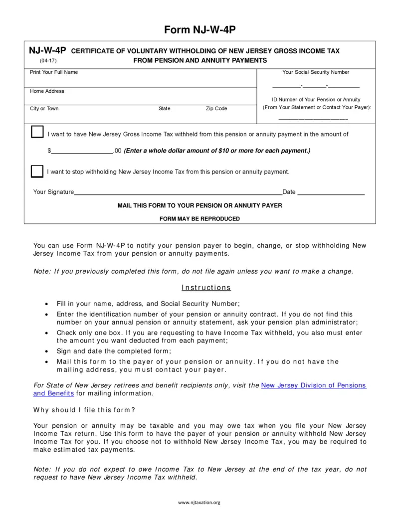 Free Nj-W-4P Certificate Of Withholding For Income Tax | Printfriendly regarding Irs Form W4 P 2025