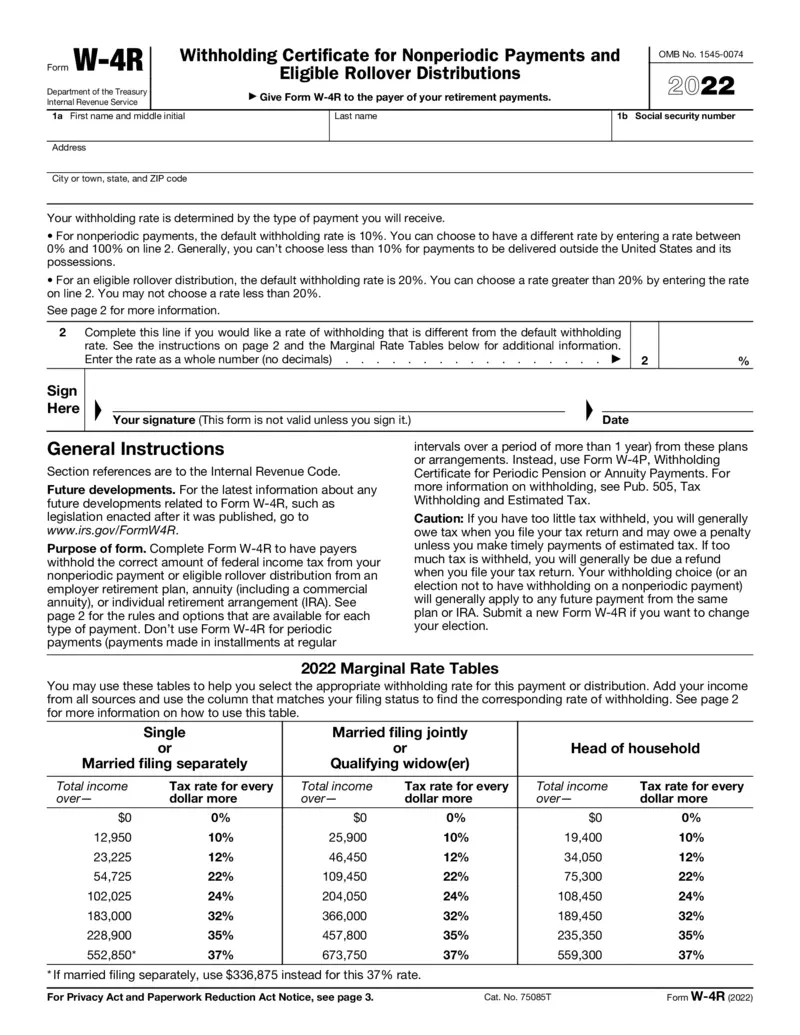 Free W-4R Withholding Certificate For Nonperiodic Payments with regard to IRS Form W4 P 2025