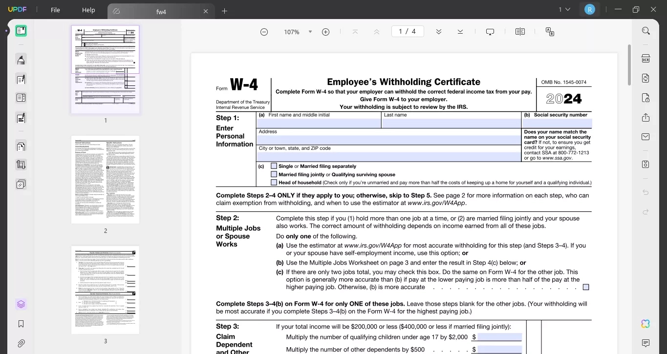 How To Fill Out The W4 Form If Married And Both Work? | Updf for W4 Form In Spanish 2025