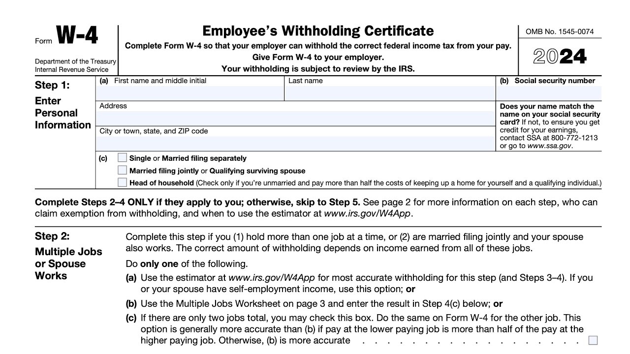 Irs Form W-4 Walkthrough (Employee&amp;#039;S Withholding Certificate) for W4 Form 2025 Example