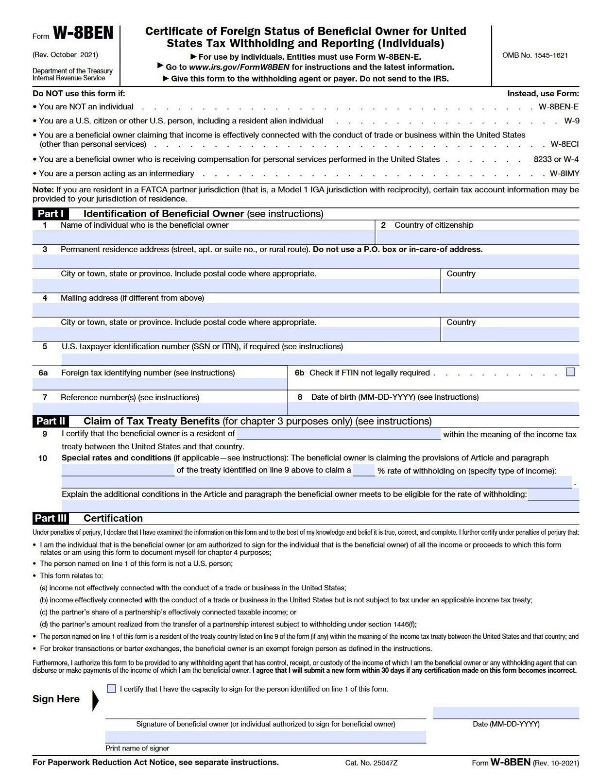 W-8Ben Form: Purpose And When To Use It pertaining to 2025 W4 Forms Spanish